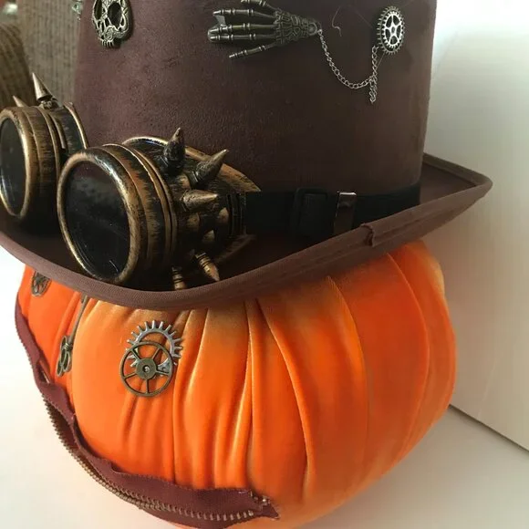 Orange Steampunk Velvet Pumpkin 🎃 - Picture 7 of 12